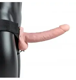 Nasadzovacie penisy, strap-on - Realrock Hollow Strap-on dutý pripínací penis so semenníkmi 23 cm - telový