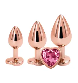 Análne šperky - REAR Set análnych kolíkov Rose Gold Pink Heart