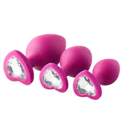 Nevibračné análne kolíky - FLIRTS Set análnych kolíkov so srdiečkom - ružový