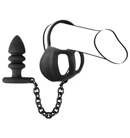 Nevibračné análne kolíky - Black Velvets Klietka na semenníky a análny kolík