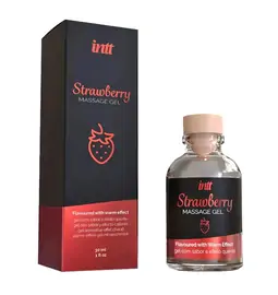 Lubrikační gely pro orální sex - intt Strawberry Masážny gél s hrejivým efektom 30 ml