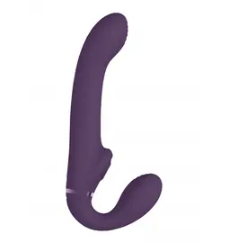 Párové vibrátory - VIVE Ai Vibračný strap-on so stimuláciou klitorisu - fialový