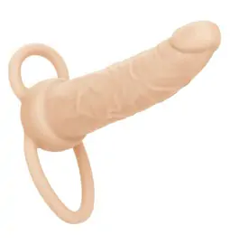 Nasadzovacie penisy, strap-on - Dual Análny vibrátor pre vaginálnu aj análnu stimuláciu - Light Skin