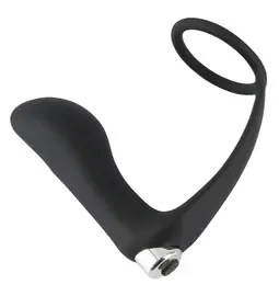 Masáž prostaty - Black Velvets Vibračný análny kolík s erekčným krúžkom