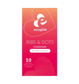Kondómy vrúbkované a s výstupkami - EasyGlide Ribs and Dots kondómy 10 ks