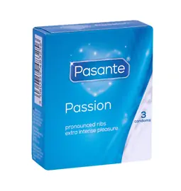 Kondómy vrúbkované a s výstupkami - Pasante kondómy Passion - Ribbed 3 ks