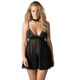 Erotické košieľky - Obsessive Donarella 3-dielny babydoll set - 27417091941 - XS/S