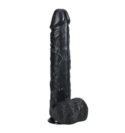 Dildá a vibrátory XXL - RealRock Extra Large dildo so semenníkmi 38 cm - čierne