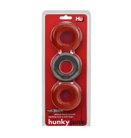 Erekčné krúžky nevibračné - Hunkyjunk Huj3 Set erekčných krúžkov - červená