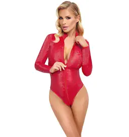 Erotické body a korzety - Cottelli Party Body - červené - 26444443041 - L
