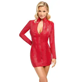 Erotické šaty - Cottelli Party Šaty so zipsom - červené - 27188203031 - M