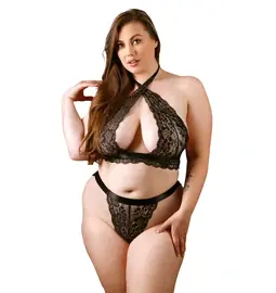 Erotické komplety - Fantasy Lingerie Queen Size Kylie set podprsenky a nohavičiek- čierny - 76B661QBLK3X4X - 3XL/4XL