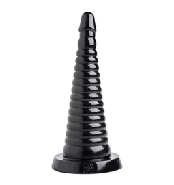 Dildá a vibrátory XXL - Giant Ribbed análne dildo - čierne