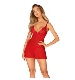 Erotické košieľky - Obsessive Chilisa košieľka a tangá - červená - 27516153121 - M/L