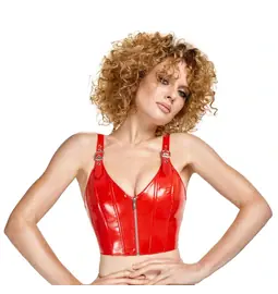 Erotické body a korzety - Black Level Vinyl top - červený: - 28304773041 - L