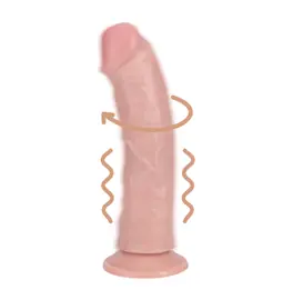 Realistické vibrátory - RealRock Rotating Curved Cock vibrátor 20,5 cm - telový
