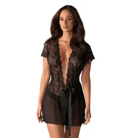 Erotické košieľky - Obsessive Alluria peignoir - černý - 27605501131 - L/XL
