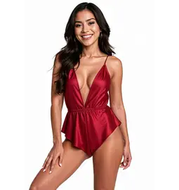 Erotické body a korzety - Passion SENSIE body Burgundy - 5908305975069 - L