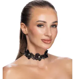 Erotické šperky - Cottelli Accessoires Choker Krajkový obojok s kamienkami