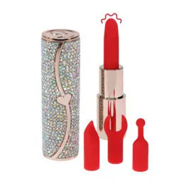 Vibrátory na klitoris - Loveline Sparkle Lipstick minivibrátor se 4 nástavci Iridescent