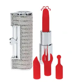 Mini vibrátory - Loveline Angel Lipstick minivibrátor se 4 nástavci