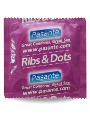 Kondómy vrúbkované a s výstupkami - Pasante kondómy Ribs-Dots - 1 ks - pasanteribs-ks