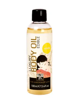 Masážne oleje a sviečky - Shiatsu Jedlý masážny olej 100 ml - vanilka - s90301vanil