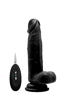 Realistické vibrátory - S-Line RealRock Vibračný penis 20 cm - čierny - REA003BLK