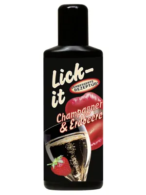 Lubrikačné gély s príchuťou alebo vôňou - Lick-it Lubrikačný gél 100 ml - jahody a šampanské - 6206530000