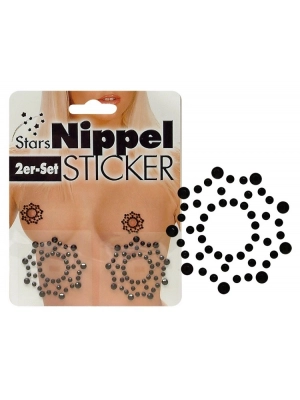 Erotické šperky - Nipple Stickers Stars Ozdoby na bradavky - čierne - 7708760000