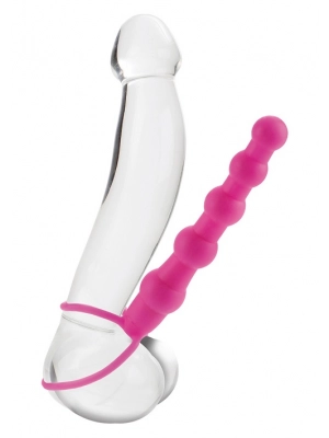 Nevibračné análne kolíky - Beaded Dual Análne Dildo - vaginálna aj análna stimulácia  naraz Ružová - s12781pink
