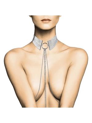 Erotické šperky - Bijoux Indiscrets Náhrdelník - obojok s retiazkami - strieborný - bb0199