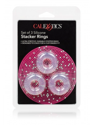 Erekčné krúžky nevibračné - Calexotics Stacker Rings - stohovací kroužky 3 ks - transparentní - s12762