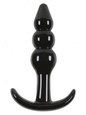 Nevibračné análne kolíky - Gélový Análny kolík T-Plug Ripple čierny - s18179black