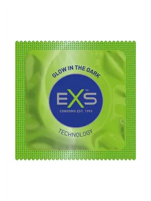 Svietiace kondómy - EXS kondómy Glow - svietiace v tme 1 ks - shm100EXSGLOW-ks