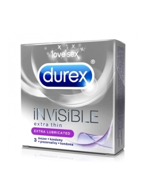 Kondómy s extra lubrikáciou - DUREX kondómy Invisible Extra Lubrikované 3ks - durex-InvisiExtraLubric-3ks