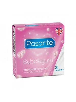Kondómy s príchuťou - Pasante kondómy BubbleGum - 3 ks - pasanteBubblegum-3ks