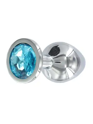 Análne šperky - BASIC X Tommy kovový análny kolík s modrým kamienkom - BSC00019