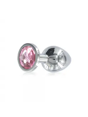 Análne šperky - BASIC X Tommy kovový análny kolík s ružovým kamienkom - BSC00022