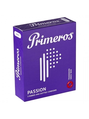 Kondómy vrúbkované a s výstupkami - Primeros Passion kondómy 3 ks - 8594068390620