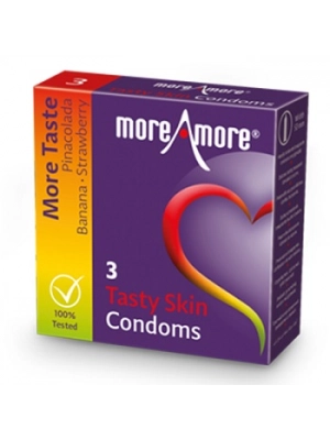 Kondómy s príchuťou - MoreAmore kondómy Tasty Skin Mix 3 ks - E29091