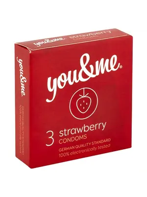 Kondómy s príchuťou - you  &  me Strawberry kondómy 3 ks - 8594068389624