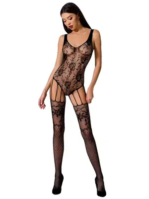 Bodystocking a catsuit - Passion Catsuit Carol čierna - BS074BLACK