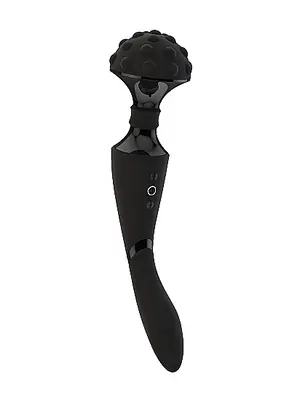 Luxusné vibrátory - VIVE Shiatsu čierna - dvojmotorová dobíjacia hlavica 2v1 - VIVE027BLK