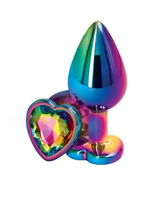 Análne šperky - Rear análny kolík Multicolor dúhové srdce M - s18816