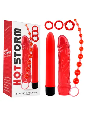 Sady vibrátorů - Hot Storm sada erotických pomôcok červená - CH027red