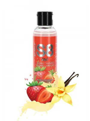 Lubrikačné gély s príchuťou alebo vôňou - S8 4 in 1 Dessert Lubrikačný gél jahoda 125 ml - s97433stawberry
