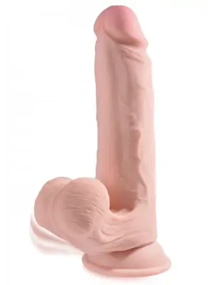 Dildá a vibrátory XXL - King Cock 3D realistické dildo s hojdajúcimi sa semenníkmi 22,9 cm - s21374