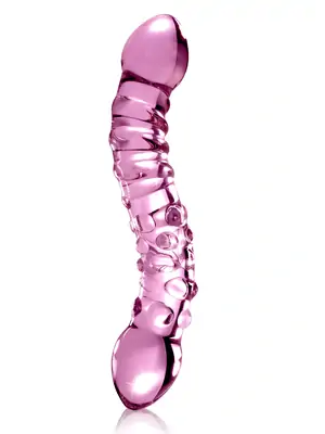 Obojstranné dildá, dvojité - Icicles No 55 obojstranné sklenené dildo ružové - s21115