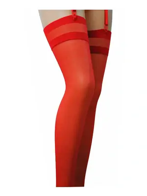 Erotické pančuchy - Passion ST002 Lucy samodržiace pančuchy červené vel.3/4: 3/4 - 5908305949060 - 3/4